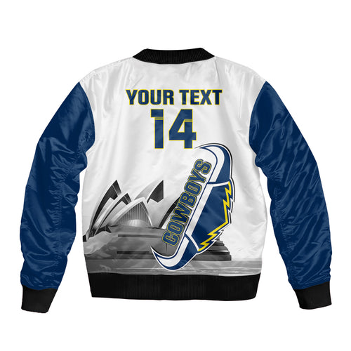 Custom Australia Day Cowboys Bomber Jacket NRL 2024 Sydney Opera House With Map