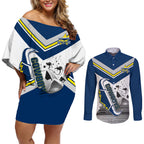 Custom Australia Day Cowboys Couples Matching Off Shoulder Short Dress and Long Sleeve Button Shirt NRL 2024 Sydney Opera House With Map
