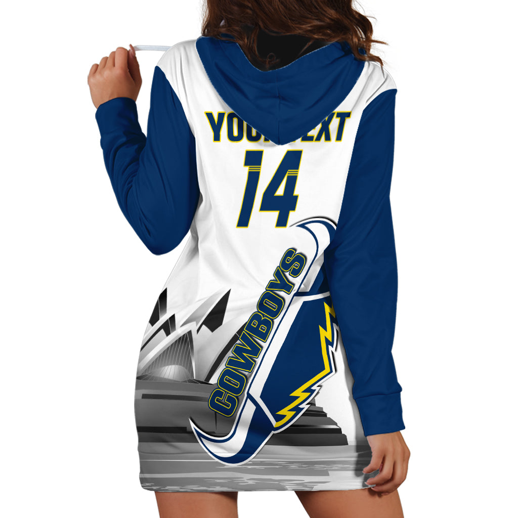 Custom Australia Day Cowboys Hoodie Dress NRL 2024 Sydney Opera House With Map