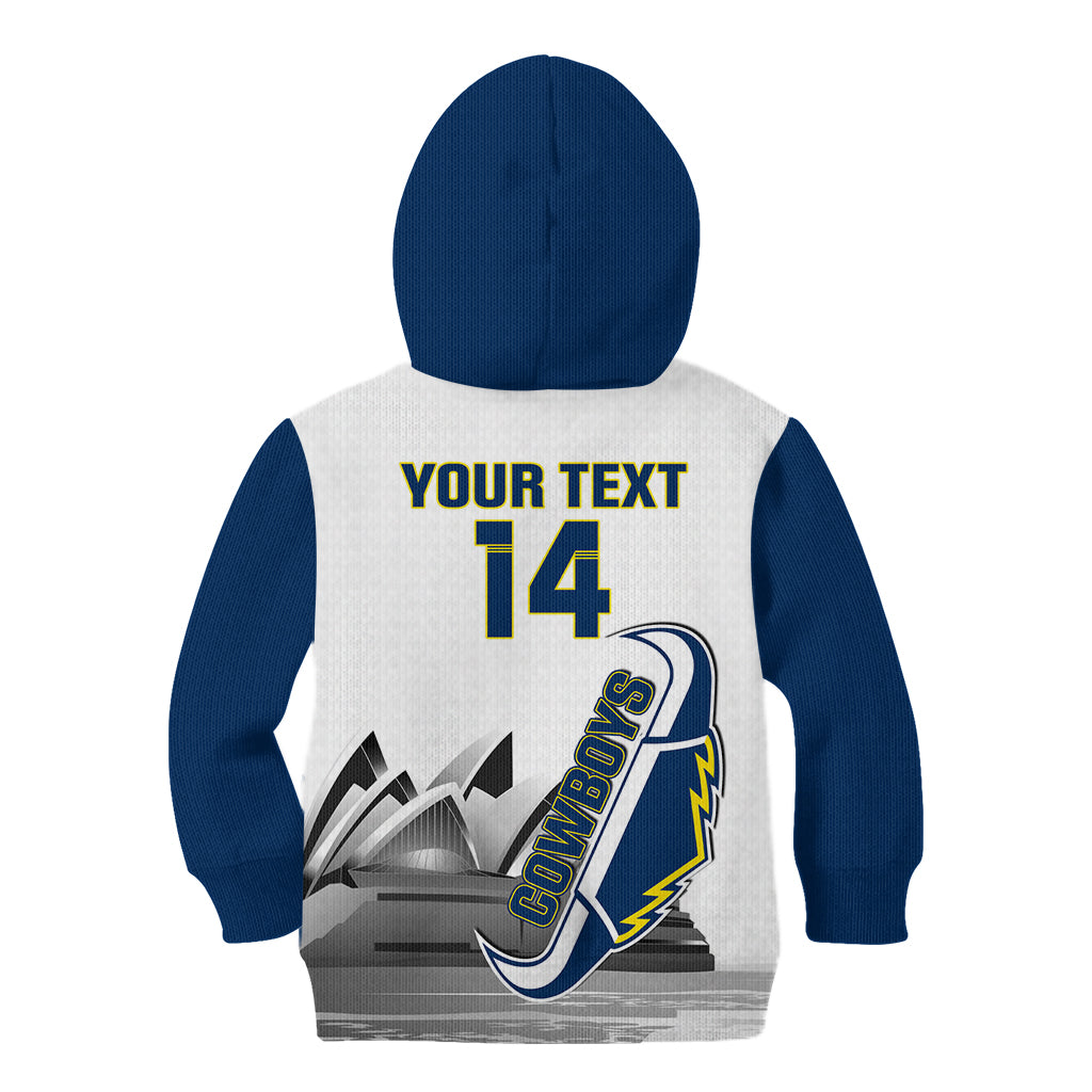 Custom Australia Day Cowboys Kid Hoodie NRL 2024 Sydney Opera House With Map