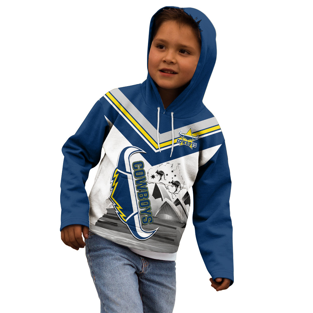 Custom Australia Day Cowboys Kid Hoodie NRL 2024 Sydney Opera House With Map