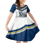 Custom Australia Day Cowboys Kid Short Sleeve Dress NRL 2024 Sydney Opera House With Map