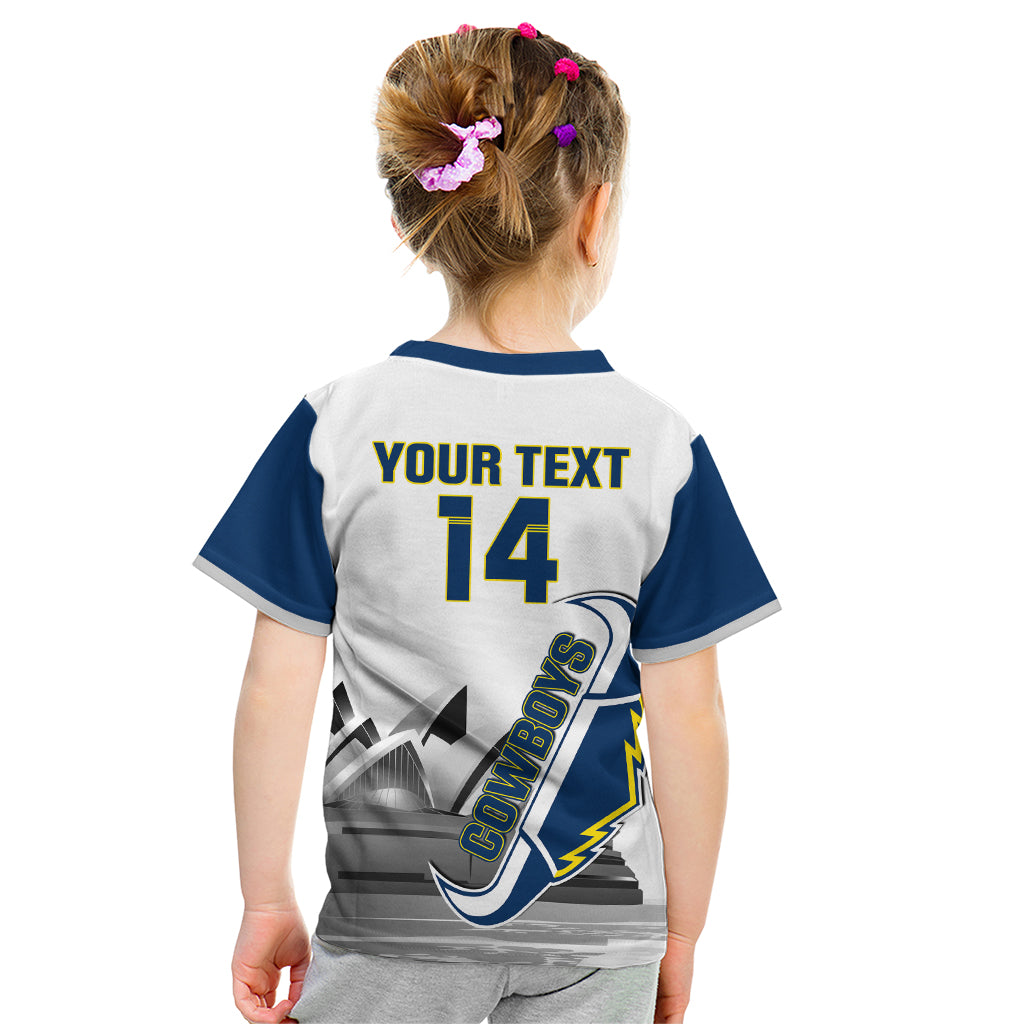Custom Australia Day Cowboys Kid T Shirt NRL 2024 Sydney Opera House With Map