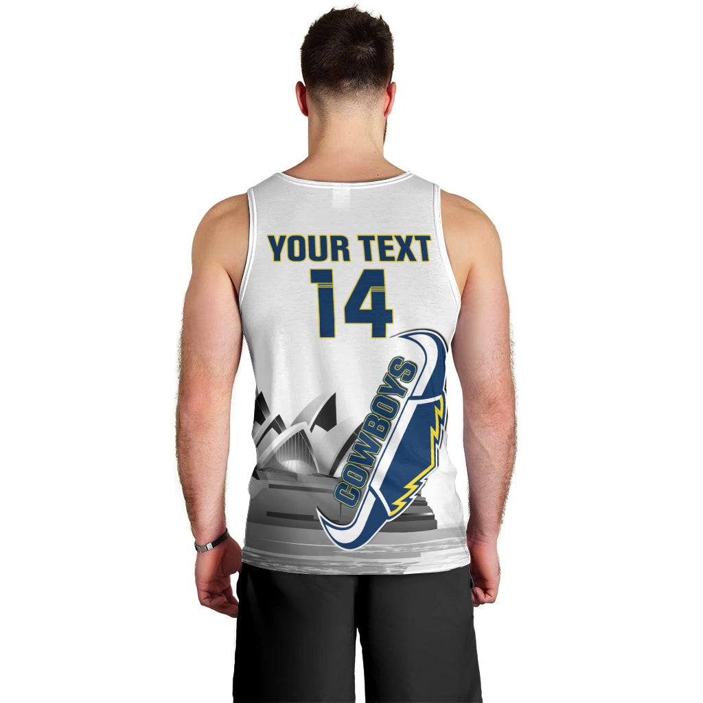Custom Australia Day Cowboys Men Tank Top NRL 2024 Sydney Opera House With Map