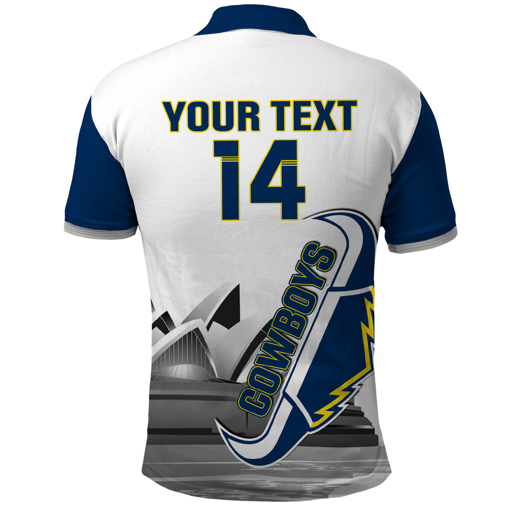 Custom Australia Day Cowboys Polo Shirt NRL 2024 Sydney Opera House With Map