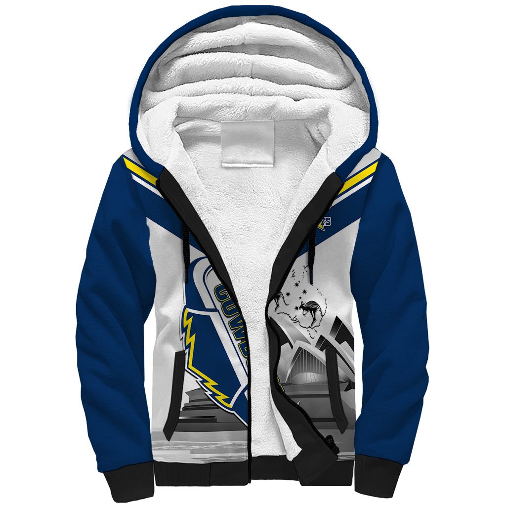 Custom Australia Day Cowboys Sherpa Hoodie NRL 2024 Sydney Opera House With Map