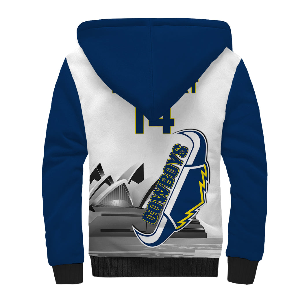 Custom Australia Day Cowboys Sherpa Hoodie NRL 2024 Sydney Opera House With Map