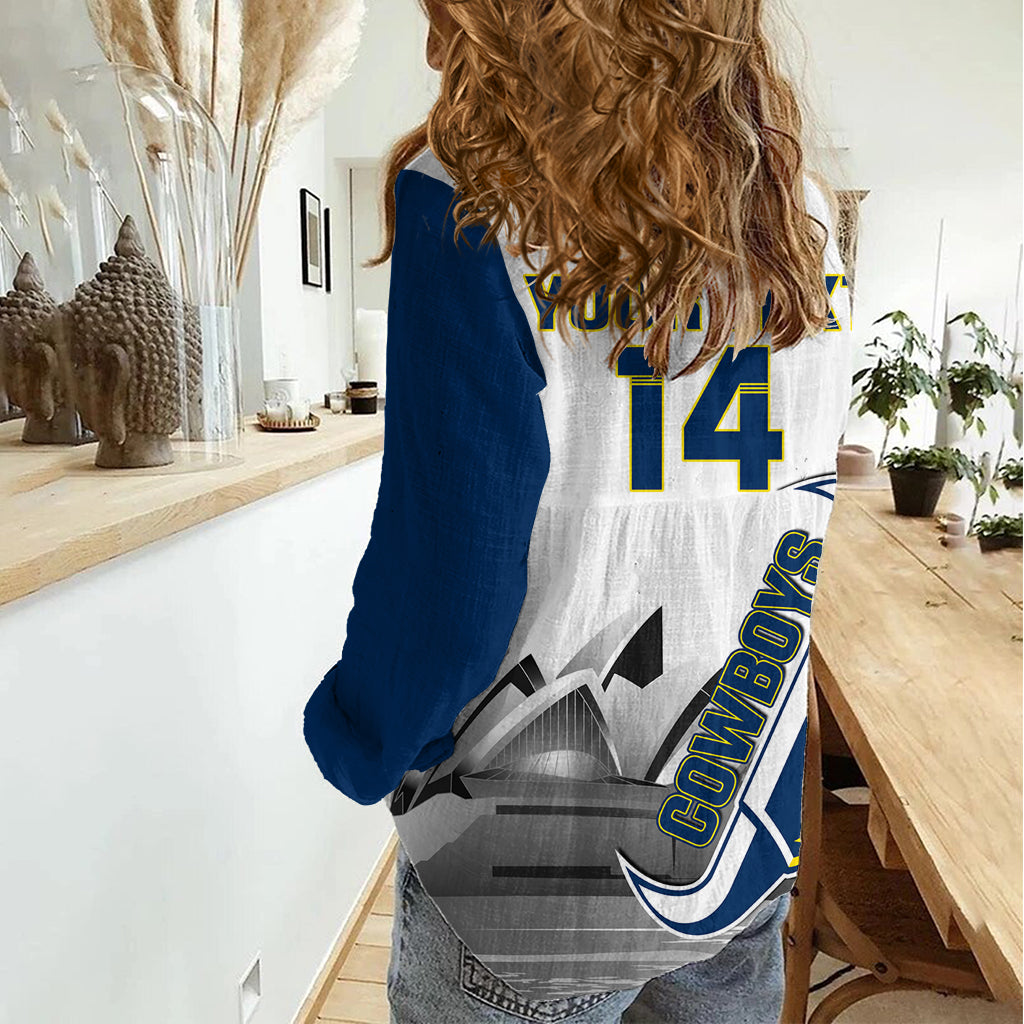 Custom Australia Day Cowboys Women Casual Shirt NRL 2024 Sydney Opera House With Map