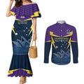 Custom Australia Day Storm Couples Matching Mermaid Dress and Long Sleeve Button Shirt NRL 2024 Sydney Opera House With Map