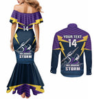 Custom Australia Day Storm Couples Matching Mermaid Dress and Long Sleeve Button Shirt NRL 2024 Sydney Opera House With Map