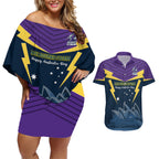 Custom Australia Day Storm Couples Matching Off Shoulder Short Dress and Hawaiian Shirt NRL 2024 Sydney Opera House With Map