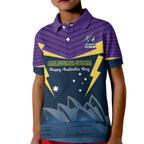 Custom Australia Day Storm Kid Polo Shirt NRL 2024 Sydney Opera House With Map