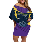 Custom Australia Day Storm Off Shoulder Short Dress NRL 2024 Sydney Opera House With Map