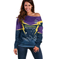 Custom Australia Day Storm Off Shoulder Sweater NRL 2024 Sydney Opera House With Map