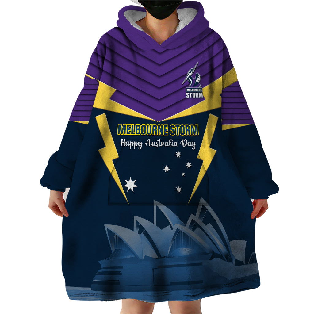 Custom Australia Day Storm Wearable Blanket Hoodie NRL 2024 Sydney Opera House With Map