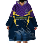 Custom Australia Day Storm Wearable Blanket Hoodie NRL 2024 Sydney Opera House With Map