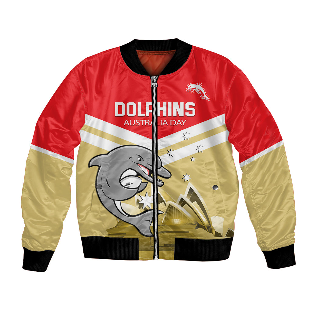 Custom Australia Day Dolphins Bomber Jacket NRL 2024 With Sydney Opera House