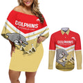 Custom Australia Day Dolphins Couples Matching Off Shoulder Short Dress and Long Sleeve Button Shirt NRL 2024 With Sydney Opera House