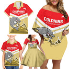 Custom Australia Day Dolphins Family Matching Off Shoulder Short Dress and Hawaiian Shirt NRL 2024 With Sydney Opera House