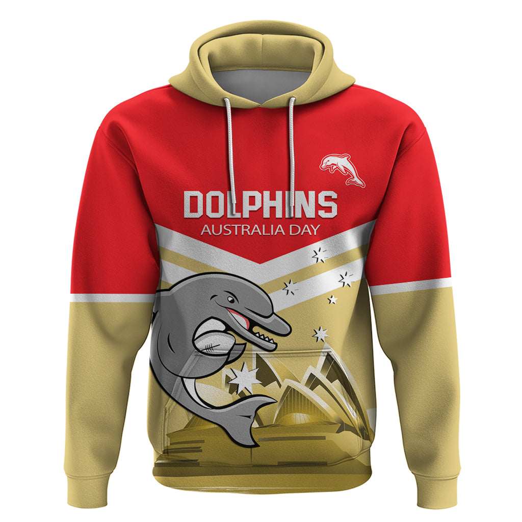 Custom Australia Day Dolphins Hoodie NRL 2024 With Sydney Opera House