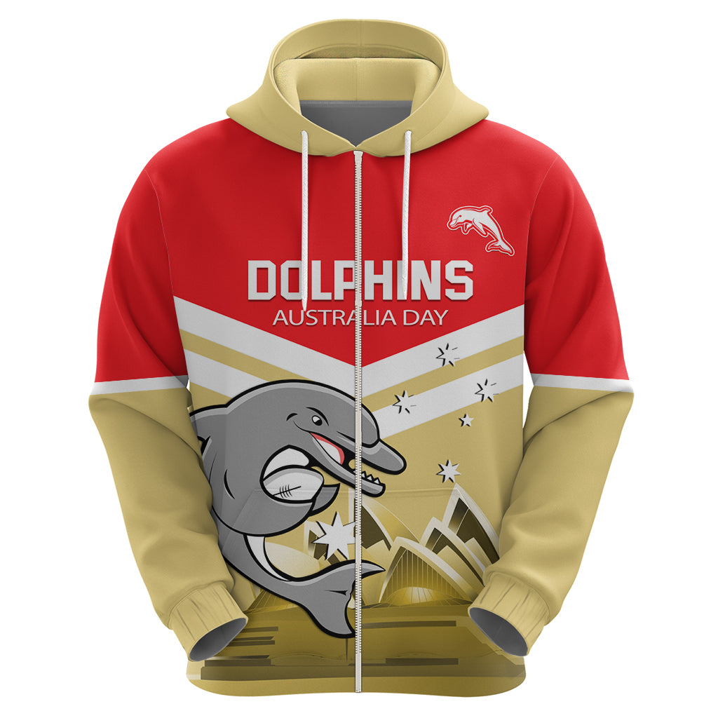 Custom Australia Day Dolphins Hoodie NRL 2024 With Sydney Opera House