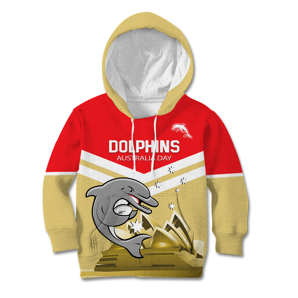 Custom Australia Day Dolphins Kid Hoodie NRL 2024 With Sydney Opera House