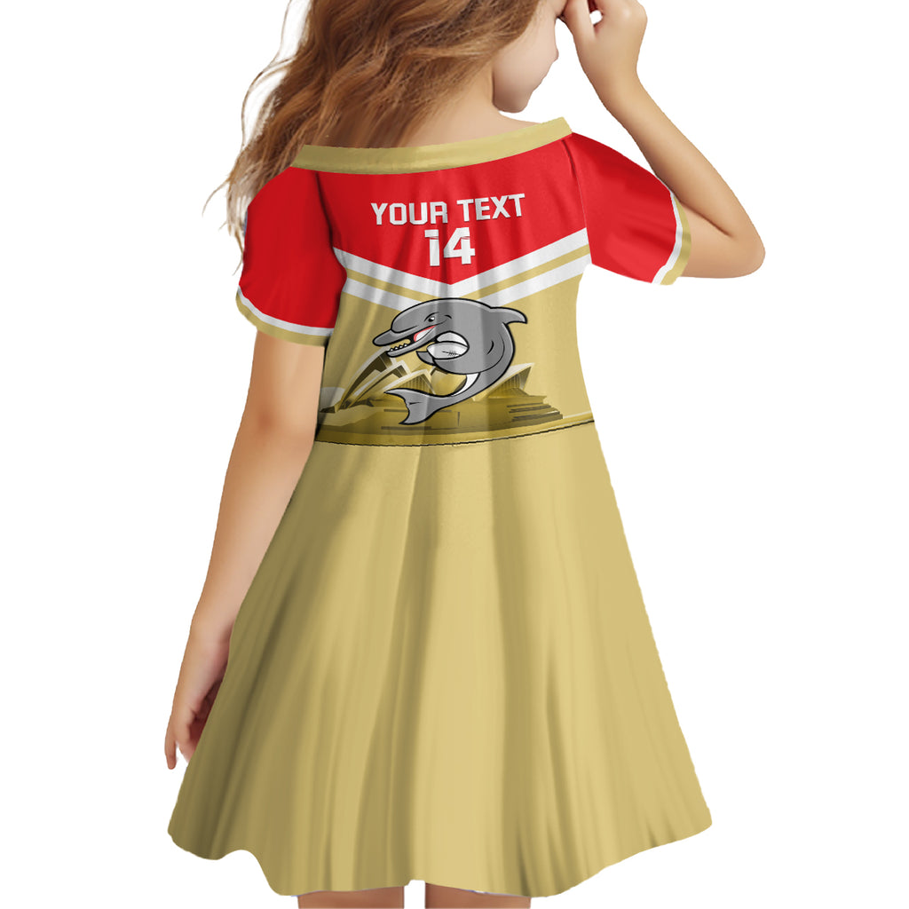 Custom Australia Day Dolphins Kid Short Sleeve Dress NRL 2024 With Sydney Opera House