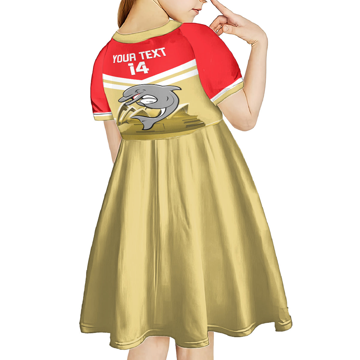 Custom Australia Day Dolphins Kid Short Sleeve Dress NRL 2024 With Sydney Opera House