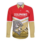 Custom Australia Day Dolphins Long Sleeve Button Shirt NRL 2024 With Sydney Opera House