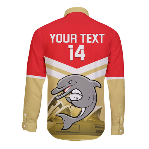Custom Australia Day Dolphins Long Sleeve Button Shirt NRL 2024 With Sydney Opera House