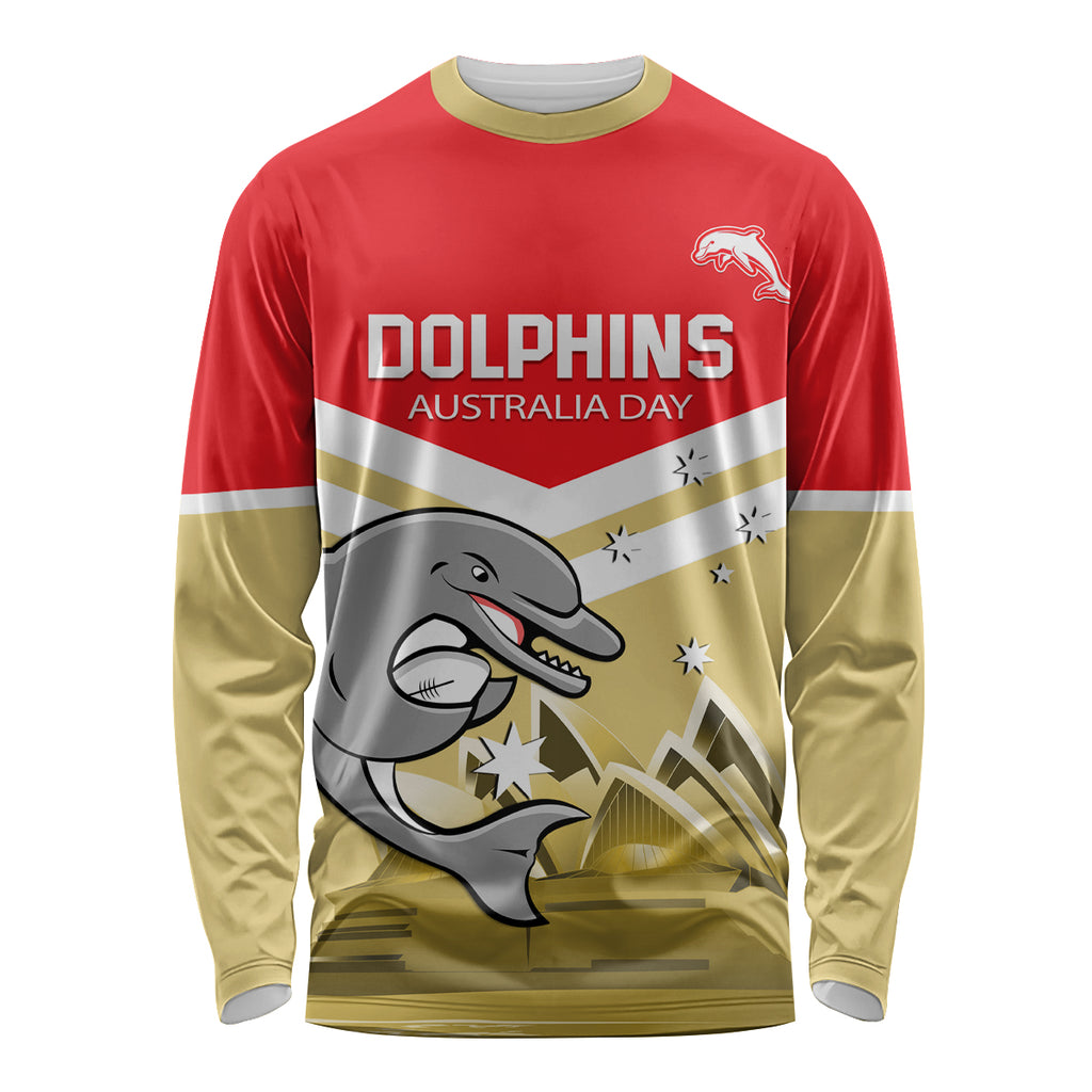 Custom Australia Day Dolphins Long Sleeve Shirt NRL 2024 With Sydney Opera House