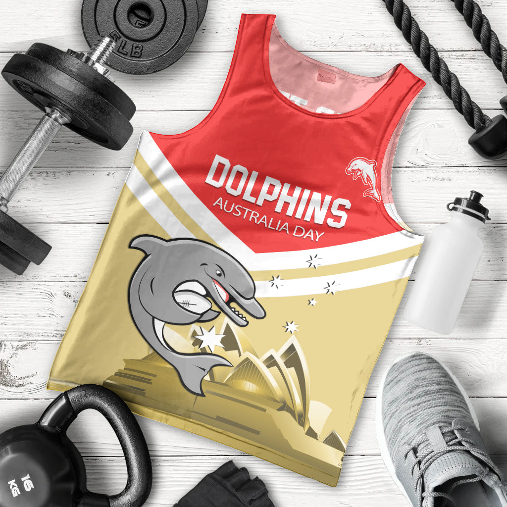 Custom Australia Day Dolphins Men Tank Top NRL 2024 With Sydney Opera House
