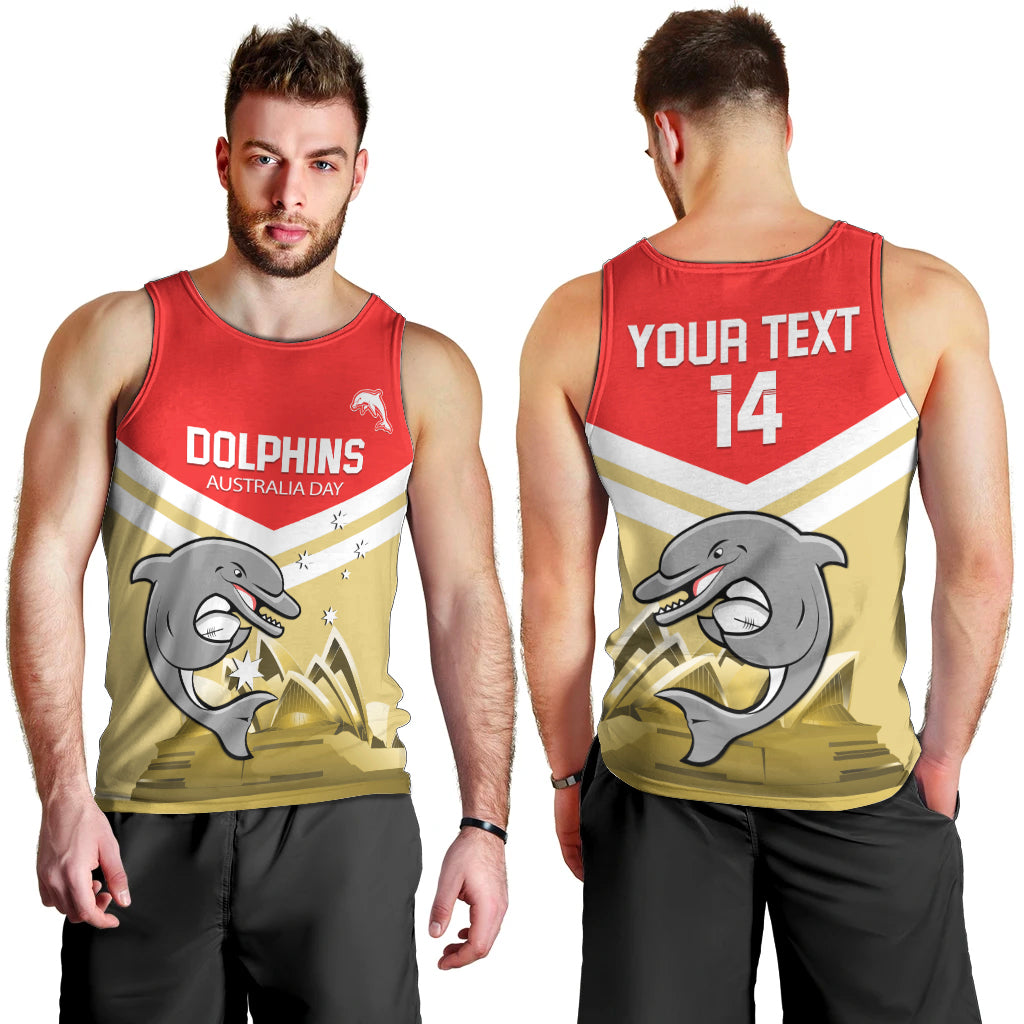 Custom Australia Day Dolphins Men Tank Top NRL 2024 With Sydney Opera House