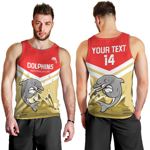 Custom Australia Day Dolphins Men Tank Top NRL 2024 With Sydney Opera House