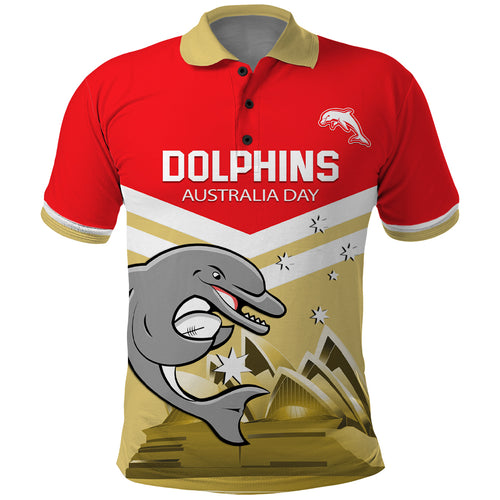 Custom Australia Day Dolphins Polo Shirt NRL 2024 With Sydney Opera House