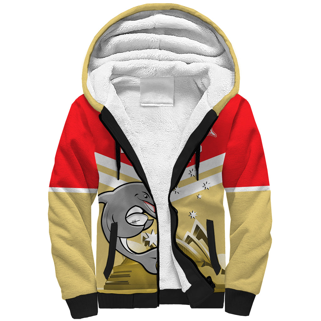 Custom Australia Day Dolphins Sherpa Hoodie NRL 2024 With Sydney Opera House