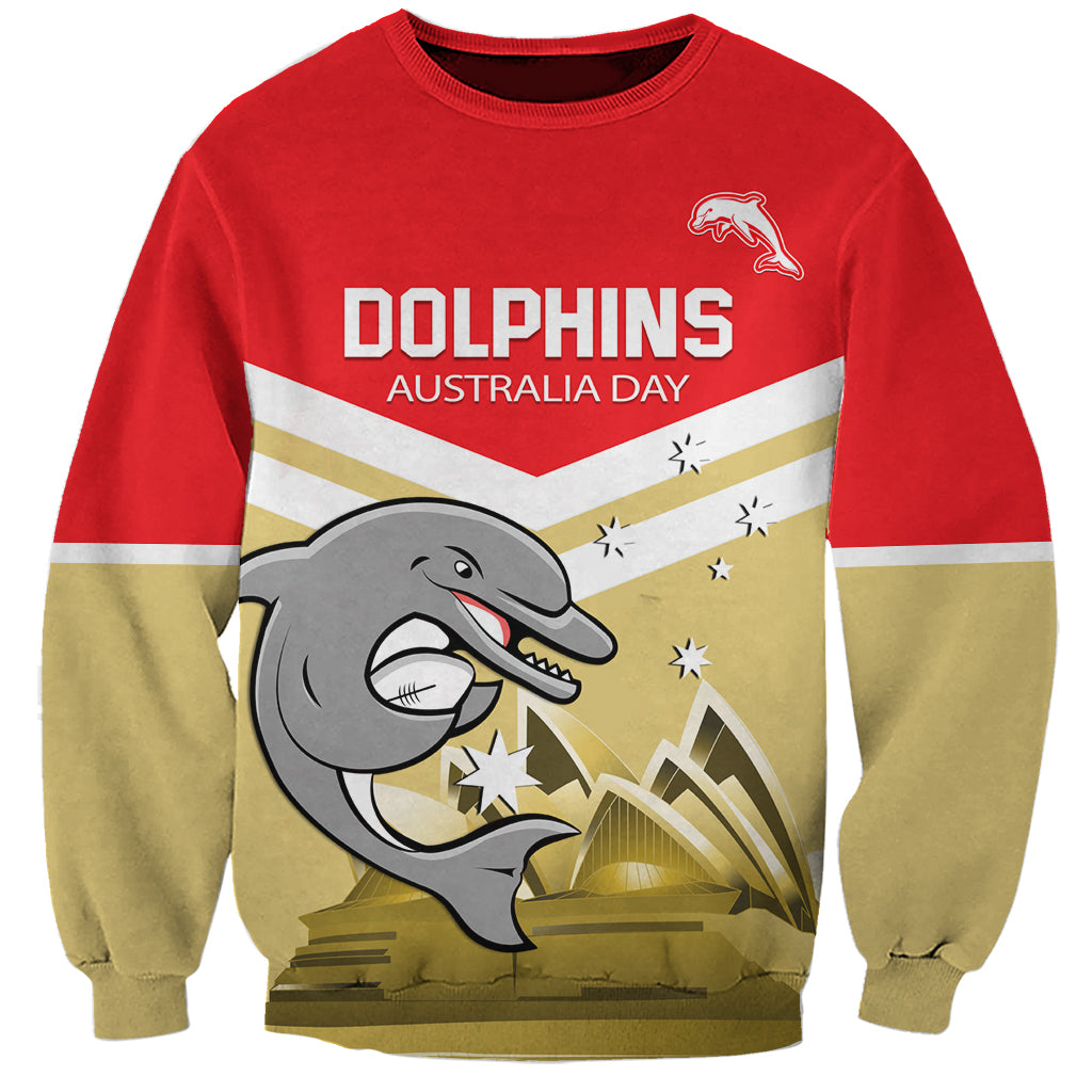 Custom Australia Day Dolphins Sweatshirt NRL 2024 With Sydney Opera House