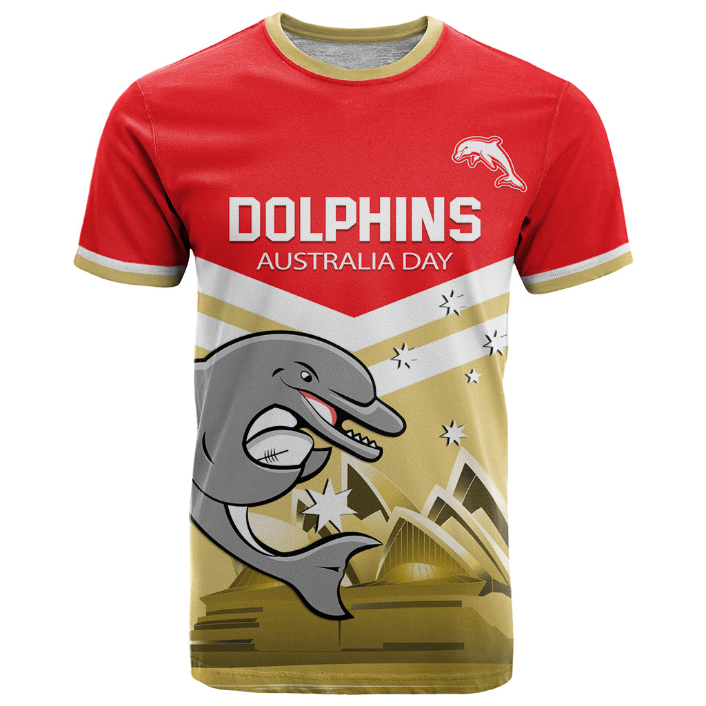 Custom Australia Day Dolphins T Shirt NRL 2024 With Sydney Opera House