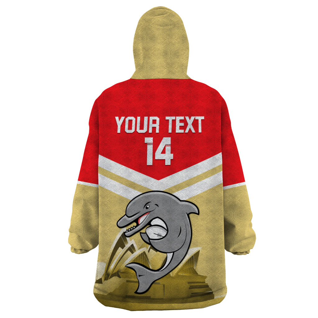 Custom Australia Day Dolphins Wearable Blanket Hoodie NRL 2024 With Sydney Opera House