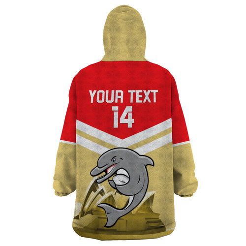 Custom Australia Day Dolphins Wearable Blanket Hoodie NRL 2024 With Sydney Opera House