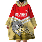 Custom Australia Day Dolphins Wearable Blanket Hoodie NRL 2024 With Sydney Opera House