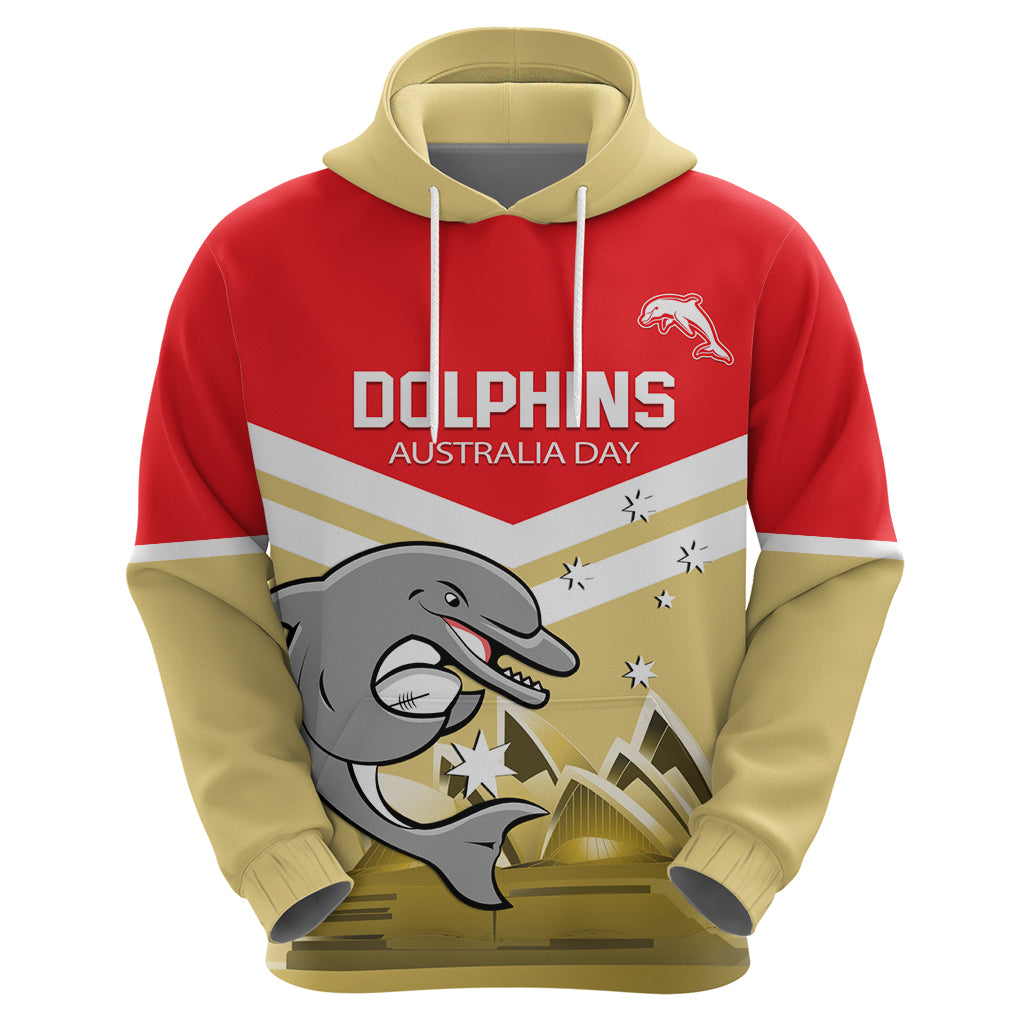 Custom Australia Day Dolphins Zip Hoodie NRL 2024 With Sydney Opera House