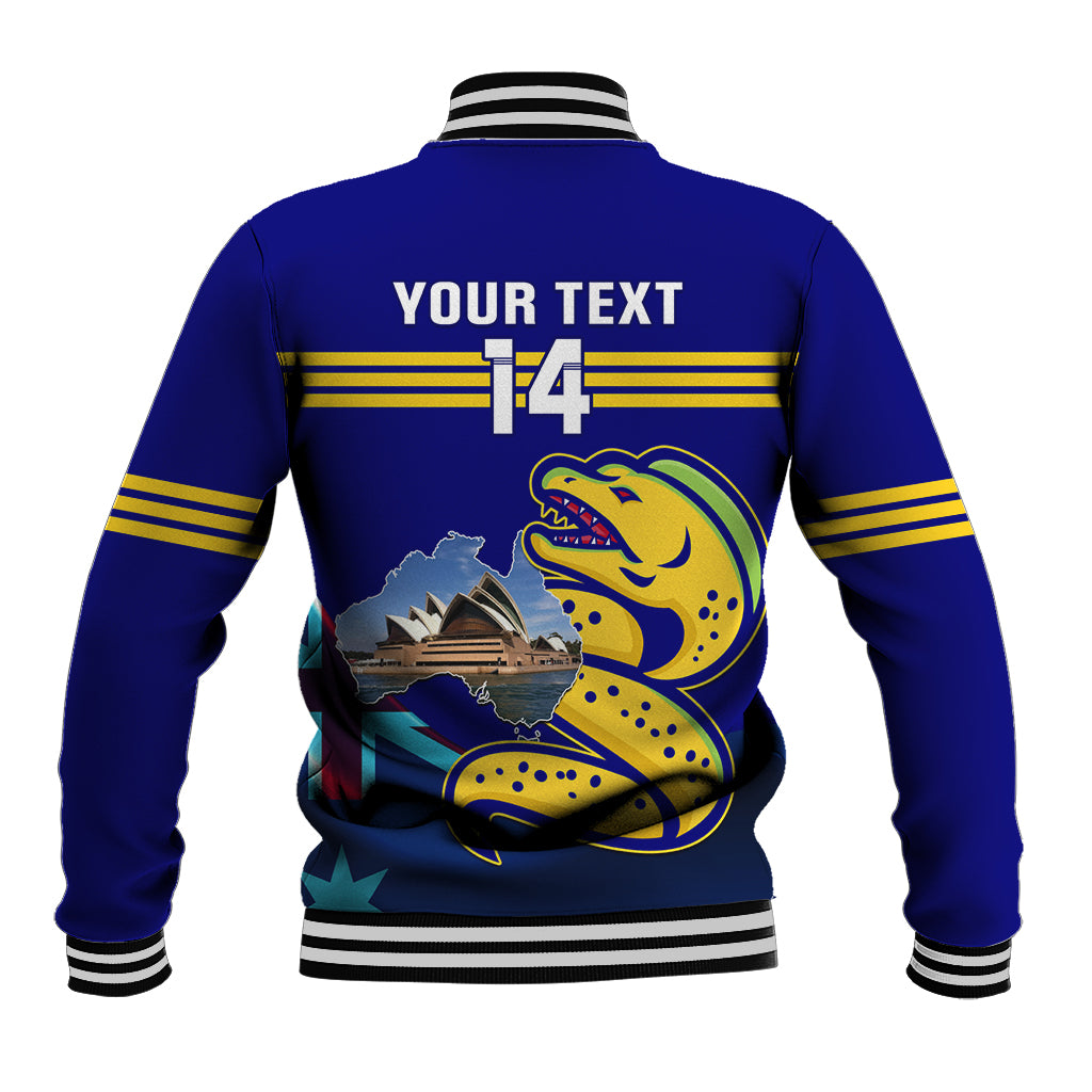 Custom Australia Day Eels Baseball Jacket NRL 2024 Sydney Opera House With Map