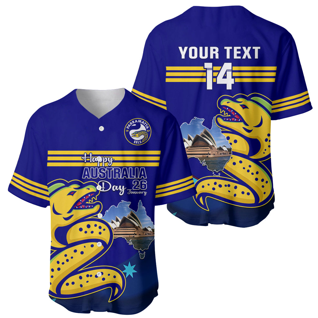Custom Australia Day Eels Baseball Jersey NRL 2024 Sydney Opera House With Map