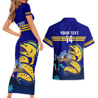 Custom Australia Day Eels Couples Matching Short Sleeve Bodycon Dress and Hawaiian Shirt NRL 2024 Sydney Opera House With Map