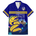 Custom Australia Day Eels Family Matching Off Shoulder Maxi Dress and Hawaiian Shirt NRL 2024 Sydney Opera House With Map