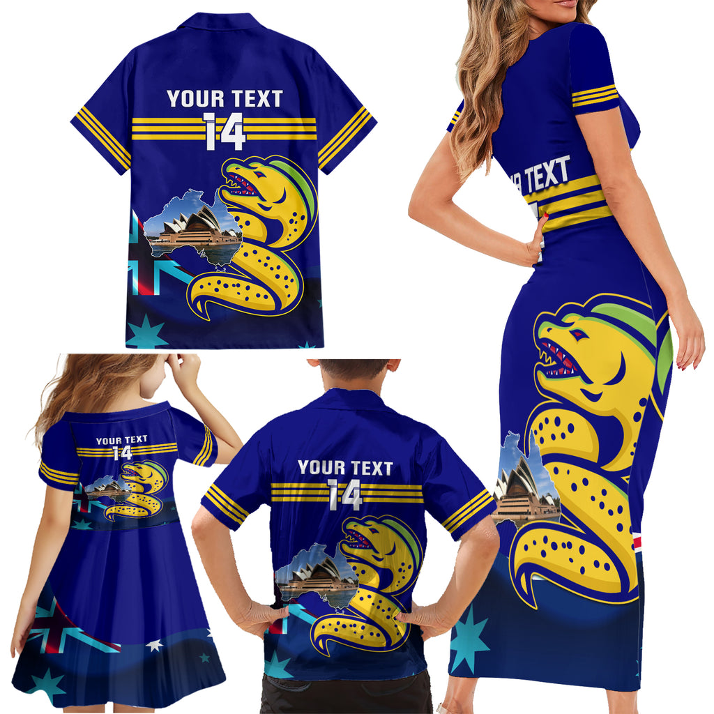 Custom Australia Day Eels Family Matching Short Sleeve Bodycon Dress and Hawaiian Shirt NRL 2024 Sydney Opera House With Map