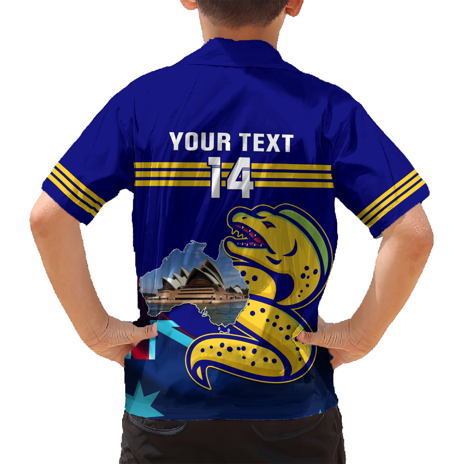 Custom Australia Day Eels Hawaiian Shirt NRL 2024 Sydney Opera House With Map