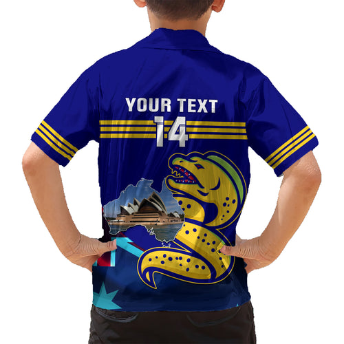 Custom Australia Day Eels Hawaiian Shirt NRL 2024 Sydney Opera House With Map
