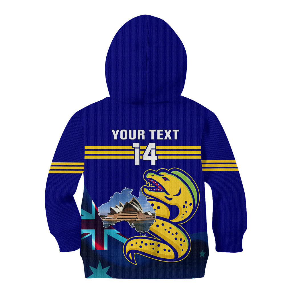 Custom Australia Day Eels Kid Hoodie NRL 2024 Sydney Opera House With Map